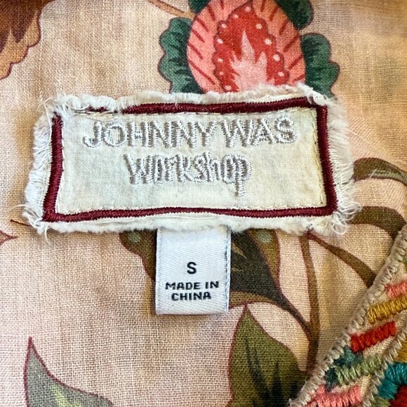 Johnny Was Blouse Tunic Boho Pink Paris Effortless Floral Aztec Embroidery SMALL - Picture 4 of 14
